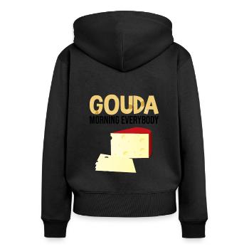 Geräucherter Gouda Design und Gouda-Feinschmecker - Frauen Premium Bio Zip Hoodie - Schwarz - Hinten - Julia (174cm)