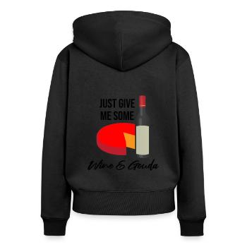 Design de charcuterie pour les fromagers - Sweat à capuche zippé Premium bio Femme - noir - Dos - Julia (174cm)