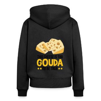 Conception de charcuterie pour les fromagers - Sweat à capuche zippé Premium bio Femme - noir - Dos - Julia (174cm)