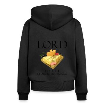Design de fromage Gouda pour Fnas Gouda et Charcuterie - Sweat à capuche zippé Premium bio Femme - noir - Dos - Julia (174cm)