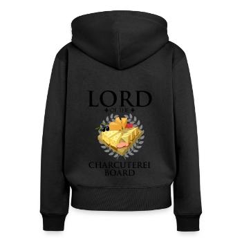 Design de charcuterie pour les fromagers - Sweat à capuche zippé Premium bio Femme - noir - Dos - Julia (174cm)