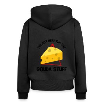 Devis fromagerie pour les amateurs de fromage Gouda et de Gouda - Sweat à capuche zippé Premium bio Femme - noir - Dos - Julia (174cm)