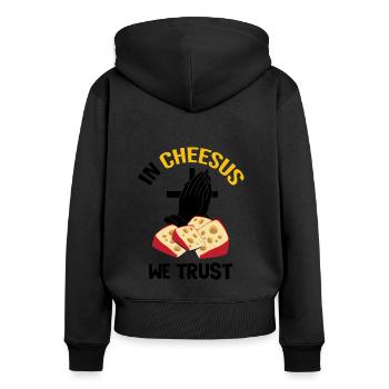 Gouda lovers for smoked Gouda - Women's Premium Organic Zip Hoodie - black - Back - Julia (174cm)