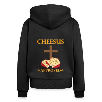Gouda Design für Käserei und Gouda-Käse - Frauen Premium Bio Zip Hoodie - Schwarz - Hinten - Julia (174cm)