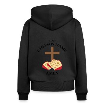 Gouda lovers for smoked Gouda - Women's Premium Organic Zip Hoodie - black - Back - Julia (174cm)