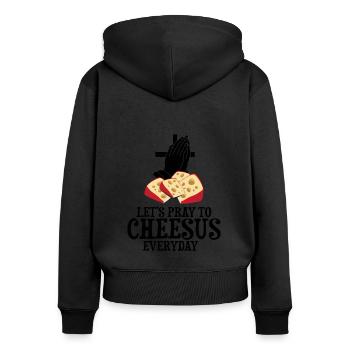 Design de charcuterie pour les fromagers - Sweat à capuche zippé Premium bio Femme - noir - Dos - Julia (174cm)
