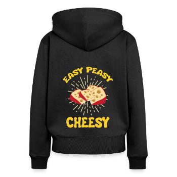 Gouda fumé design et Gouda gourmet - Sweat à capuche zippé Premium bio Femme - noir - Dos - Julia (174cm)
