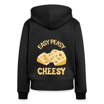Gouda design pour fromagerie laitière et fromage Gouda - Sweat à capuche zippé Premium bio Femme - noir - Dos - Julia (174cm)