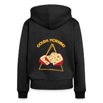 Design de charcuterie pour les fromagers - Sweat à capuche zippé Premium bio Femme - noir - Dos - Julia (174cm)