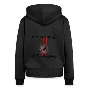 Soies aériennes pour le yoga aérien et la gymnastique aérienne - Sweat à capuche zippé Premium bio Femme - noir - Dos - Julia (174cm)