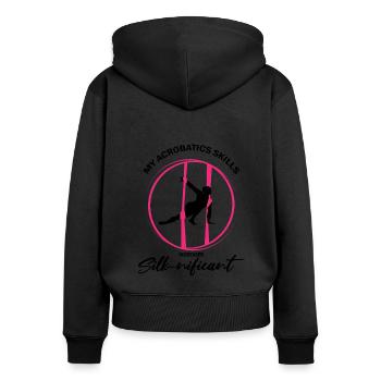 Soies aériennes pour le yoga aérien et la gymnastique aérienne - Sweat à capuche zippé Premium bio Femme - noir - Dos - Julia (174cm)