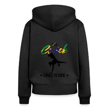 Dicton de danse afro-brésilienne pour la Capoeira - Sweat à capuche zippé Premium bio Femme - noir - Dos - Julia (174cm)