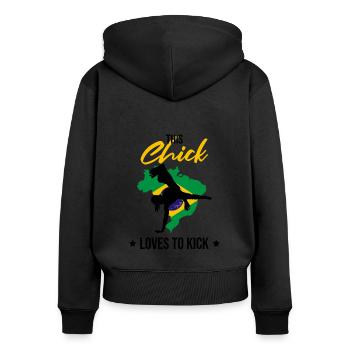 Instruments de capoeira pour la danse brésilienne - Sweat à capuche zippé Premium bio Femme - noir - Dos - Julia (174cm)