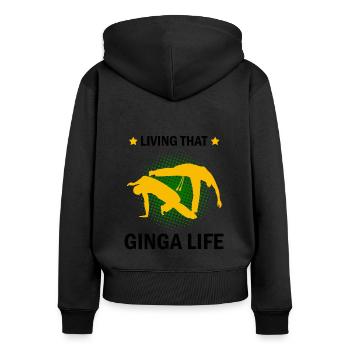 Instruments de capoeira pour la danse brésilienne - Sweat à capuche zippé Premium bio Femme - noir - Dos - Julia (174cm)