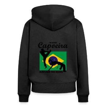 Ginga Capoeira pour les arts martiaux brésiliens - Sweat à capuche zippé Premium bio Femme - noir - Dos - Julia (174cm)