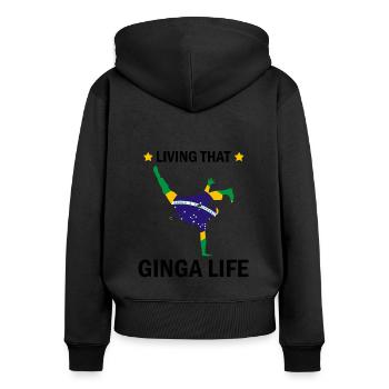 Dicton de danse afro-brésilienne pour la Capoeira - Sweat à capuche zippé Premium bio Femme - noir - Dos - Julia (174cm)