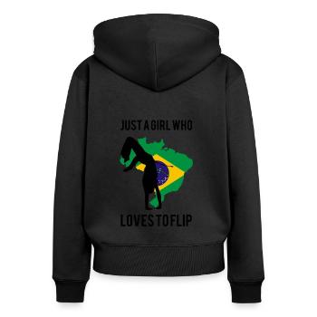 Instruments de capoeira pour la danse brésilienne - Sweat à capuche zippé Premium bio Femme - noir - Dos - Julia (174cm)