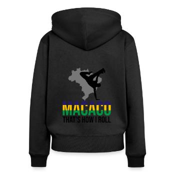 Brasilianische Kampfkunst für Capoeira Instrumente - Frauen Premium Bio Zip Hoodie - Schwarz - Hinten - Julia (174cm)