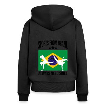 Instruments de capoeira pour la danse brésilienne - Sweat à capuche zippé Premium bio Femme - noir - Dos - Julia (174cm)