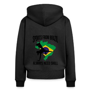 Ginga Capoeira pour les arts martiaux brésiliens - Sweat à capuche zippé Premium bio Femme - noir - Dos - Julia (174cm)