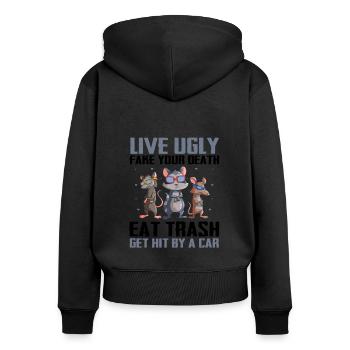 Raccoon design for possum and possums - Women's Premium Organic Zip Hoodie - black - Back - Julia (174cm)
