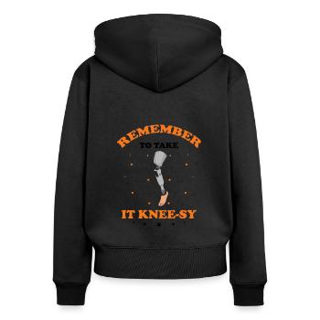 Künstliche Gliedmaßen Design für Beinprothese - Frauen Premium Bio Zip Hoodie - Schwarz - Hinten - Julia (174cm)