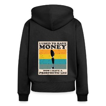 Artificial leg design for leg prostheses - Women's Premium Organic Zip Hoodie - black - Back - Julia (174cm)