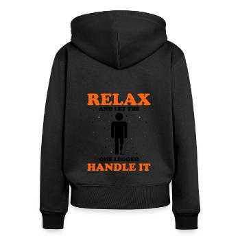Bionic leg design for leg prostheses - Women's Premium Organic Zip Hoodie - black - Back - Julia (174cm)