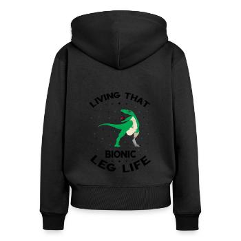 Artificial limb design for leg prosthesis - Women's Premium Organic Zip Hoodie - black - Back - Julia (174cm)