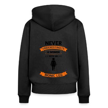 Artificial limb design for leg prosthesis - Women's Premium Organic Zip Hoodie - black - Back - Julia (174cm)