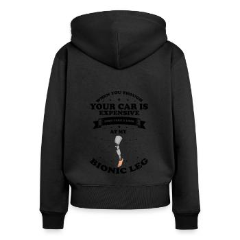 Artificial limb design for leg prosthesis - Women's Premium Organic Zip Hoodie - black - Back - Julia (174cm)