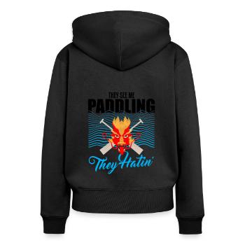 Dragon Boat Paddle pour le Festival de course de bateaux-dragons - Sweat à capuche zippé Premium bio Femme - noir - Dos - Julia (174cm)