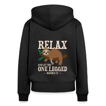 Beinprothesendesign und Beinprothesen - Frauen Premium Bio Zip Hoodie - Schwarz - Hinten - Julia (174cm)