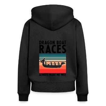 Dragon boating theme for dragon boat paddling - Women's Premium Organic Zip Hoodie - black - Back - Julia (174cm)