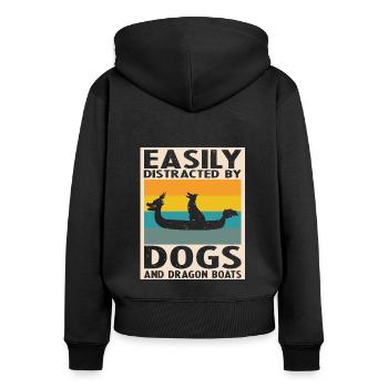 Dragon Boat Crew and Dragon Boat Riding - Women's Premium Organic Zip Hoodie - black - Back - Julia (174cm)
