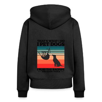 Scotsman Zitat für Dudelsackmusiker und Dudelsack - Frauen Premium Bio Zip Hoodie - Schwarz - Hinten - Julia (174cm)