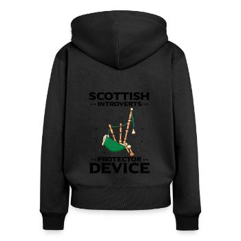 Scotsman Zitat für Dudelsackmusiker und Dudelsack - Frauen Premium Bio Zip Hoodie - Schwarz - Hinten - Julia (174cm)