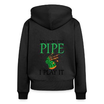 Citation de cornemuse pour les musiciens écossais et de cornemuse - Sweat à capuche zippé Premium bio Femme - noir - Dos - Julia (174cm)