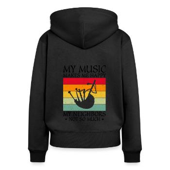 Citation de cornemuse pour les musiciens écossais et de cornemuse - Sweat à capuche zippé Premium bio Femme - noir - Dos - Julia (174cm)