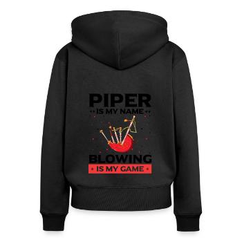 Citation de cornemuse pour les musiciens écossais et de cornemuse - Sweat à capuche zippé Premium bio Femme - noir - Dos - Julia (174cm)