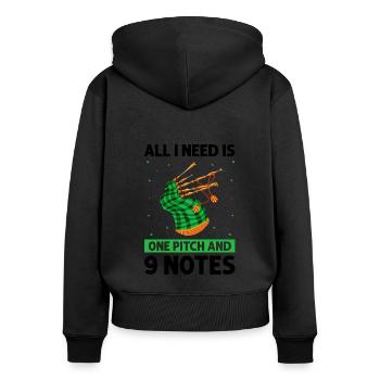 Citation de cornemuse pour un écossais et un musicien de cornemuse - Sweat à capuche zippé Premium bio Femme - noir - Dos - Julia (174cm)