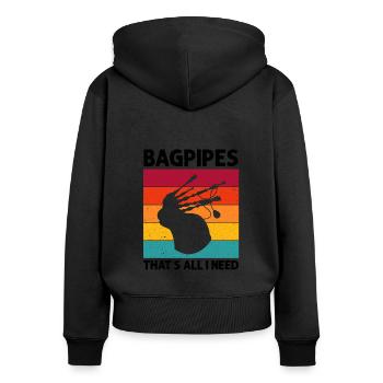 Scotsman Zitat für Dudelsackmusiker und Dudelsack - Frauen Premium Bio Zip Hoodie - Schwarz - Hinten - Julia (174cm)
