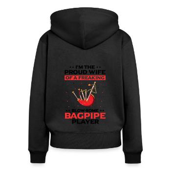 Citation de cornemuse pour les musiciens écossais et de cornemuse - Sweat à capuche zippé Premium bio Femme - noir - Dos - Julia (174cm)