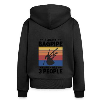 Bagpipes for bagpipe instructors and bagpipers - Women's Premium Organic Zip Hoodie - black - Back - Julia (174cm)