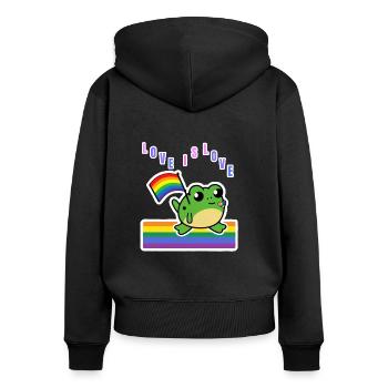 Rainbow Frog - Love is Love - Women's Premium Organic Zip Hoodie - black - Back - Julia (174cm)