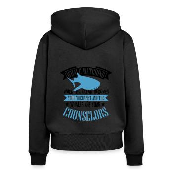 Rorqual bleu pour béluga et mammifères marins - Sweat à capuche zippé Premium bio Femme - noir - Dos - Julia (174cm)
