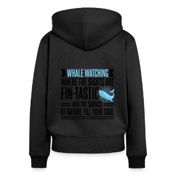 Ozean Meer Wal Zitat für Wal Meeressäugetiere - Frauen Premium Bio Zip Hoodie - Schwarz - Hinten - Julia (174cm)