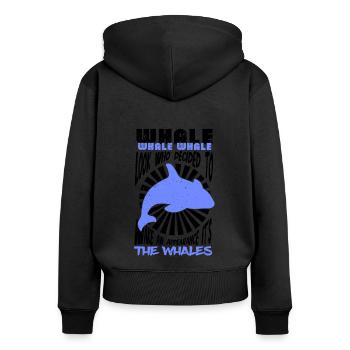 Wal-Zitat für Blauwal und Beluga-Wal - Frauen Premium Bio Zip Hoodie - Schwarz - Hinten - Julia (174cm)