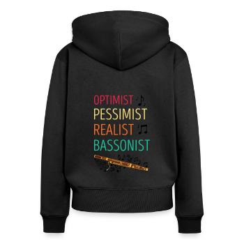 Basson pour basson anches et bassoniste - Sweat à capuche zippé Premium bio Femme - noir - Dos - Julia (174cm)