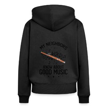 Conception d’instruments à vent bassoniste pour bassoniste - Sweat à capuche zippé Premium bio Femme - noir - Dos - Julia (174cm)